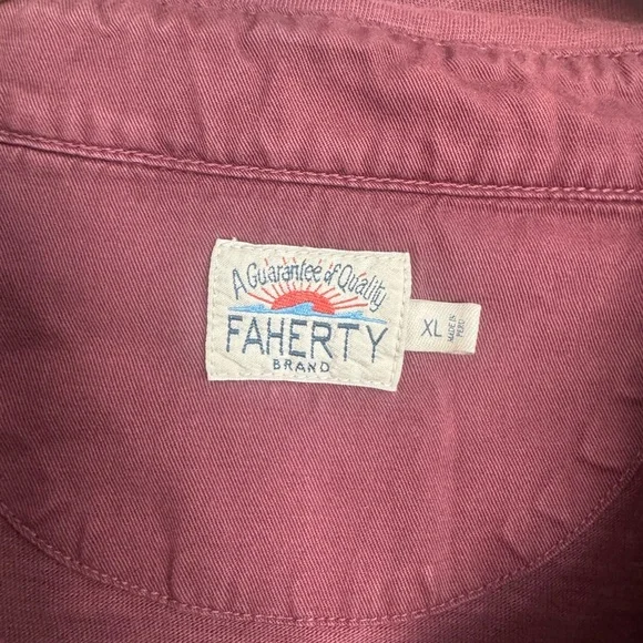 Faherty Men’s Sun Washed Polo Shirt Red Burgundy Short Sleeve Coastal Surf XL - Picture 2 of 9